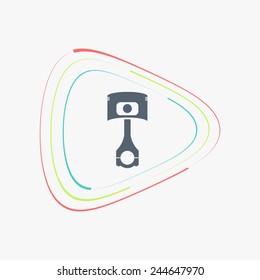 Piston and conrods icon. Flat design style. Made vector illustration