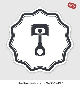 Piston and conrods icon. Flat design style. Made vector illustration. Emblem or label with shadow.