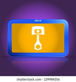 Piston and conrods icon. Specular reflection. Made vector illustration