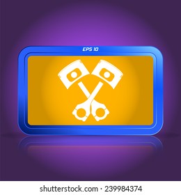 Piston and conrods icon. Specular reflection. Made vector illustration