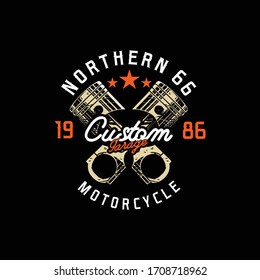 piston custom motorcycle logo garage design poster t shirt