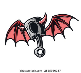 Piston devil vector drawing mascot
