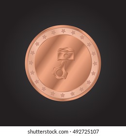 Piston embossed realistic bronze coin precious Icon / Logo Design