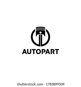 Motor de pistón en forma de círculo simple diseño de logo vector en color negro