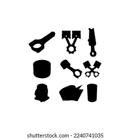 icono de silueta de conjunto de motores de pistón
