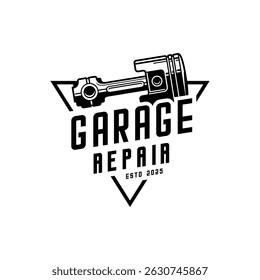 Piston of garage repair logo