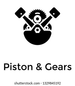 Piston and gear glyph vector design 