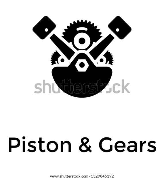 Piston and gear glyph\
vector design 