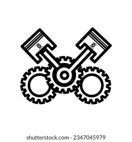 Piston and gear icon on white background