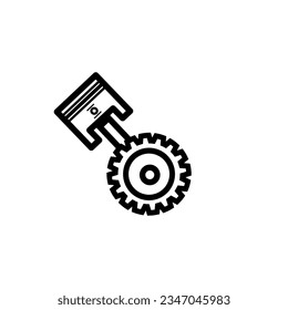 Piston and gear icon on white background