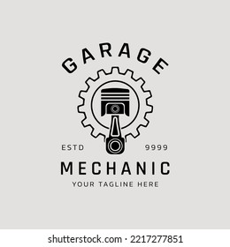 Piston And Gear Logo For Car Or Motorcycle Engine Service