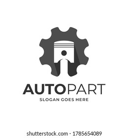 piston and gear logo concept for automotive company.