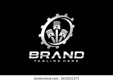 das Metalllogo des Kolbengetriebes