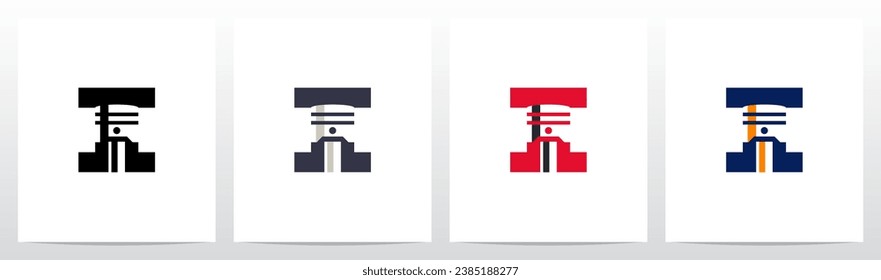 Piston Head On Letter Logo Design I 
