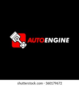 Piston icon black background. automotive auto engine service. engineering design work.