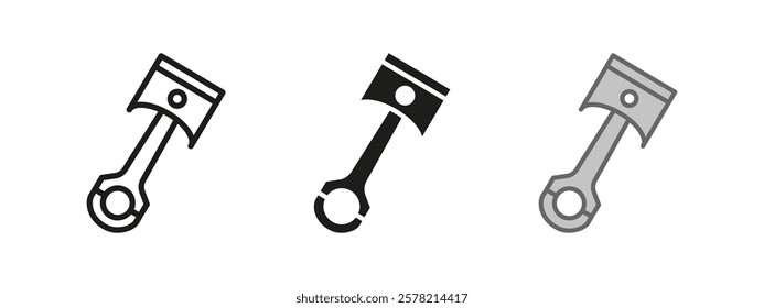 Piston icon. Car piston vector illustration. Vehicle part symbol. Mechanical element sign. Automobile repair service pictogram. Mechanical rotor isolated outline, line, black and colored concept.