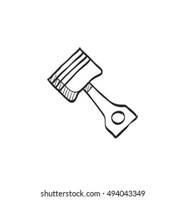 Piston icon in doodle sketch lines. Automotive parts motor auto car technology mechanic