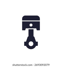 Icono del pistón, pictograma de la pieza del motor en blanco