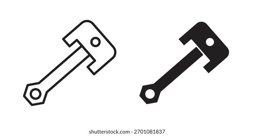 Símbolo de concepto de contorno de icono de pistón con trazo editable en blanco