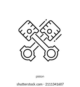 icono del pistón. Diseño de icono de estilo de esquema aislado en fondo blanco