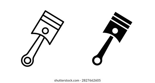 Piston icon representing engines, mechanical movement, automotive parts, and industrial machinery. Clean outline and filled vector symbol suitable for automotive engineering, mechanics, manufacturing, repair, and technical designs.