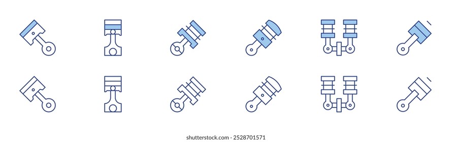 Piston icon set in two styles, Duotone and Thin Line style. Editable stroke. piston, engine.
