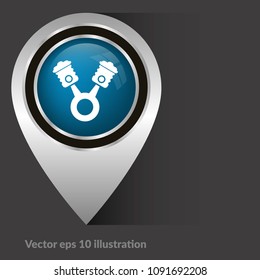 Piston icon vector and map pointer 