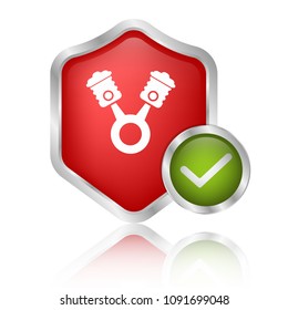 Piston icon vector and protective shield