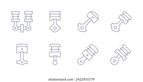 Piston icons. Editable stroke. Containing piston, engine, machine, tool, stroke, technology.