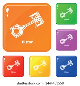 Piston icons set collection vector 6 color isolated on white background