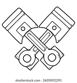 piston illustration hand drawn outline vector