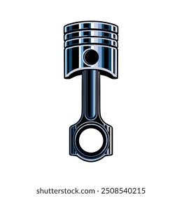 Piston illustration. Metallic chrome piston vector illustration