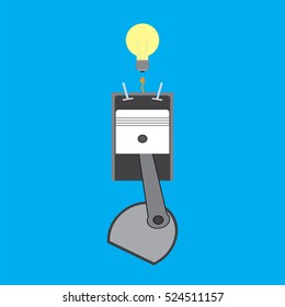 piston isolated icon on blue background, auto service, repair, car detail , energy, lamp
