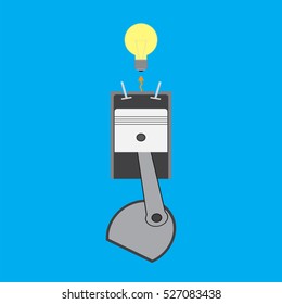 piston isolated icon on blue background, auto service, repair, car detail , energy, lamp