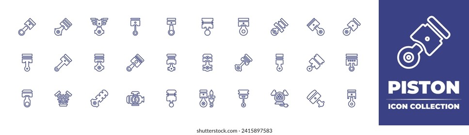 Piston line icon collection. Editable stroke. Vector illustration. Containing piston, pistons, engine, tools and utensils.