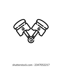 Icono de línea del pistón aislado en fondo blanco