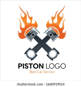 Piston logo with blazing fire