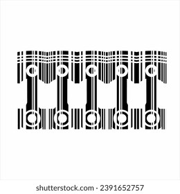 Piston logo design with bar code concept.