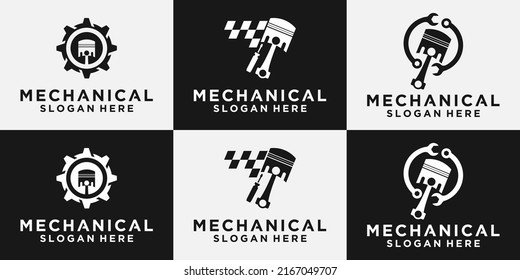 piston logo, vehicle and industrial engine repair logo, vector design template.