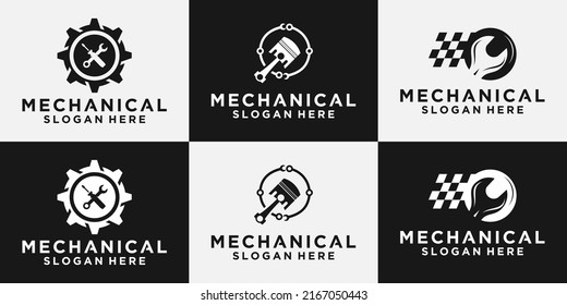 piston logo, vehicle and industrial engine repair logo, vector design template.