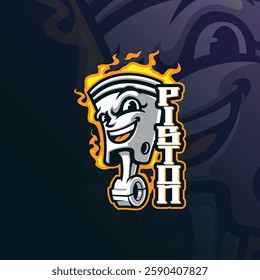 Piston mascot logo design vector with modern illustration concept style for badge, emblem and t shirt printing. Smart Piston illustration for sport and esport team.