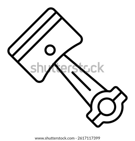Piston of motor engine thin line icon, car service concept. Vector graphics. Combustion engine part sign on white background, linear style for mobile or design