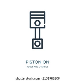 piston on thin line icon. vehicle, motor linear icons from tools and utensils concept isolated outline sign. Vector illustration symbol element for web design and apps.