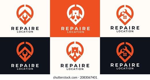 piston pin combination logo for automotive or workshop inspiration logo