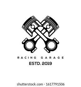 Piston Racing Garage Repair Vintage Logo Design