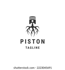 Piston root logo design template flat vector illustration