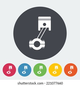 Piston. Single flat icon on the circle. Vector illustration.