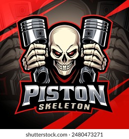 Piston skeleton esport mascot logo design