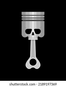 Piston skull emblem of motorcycle club. Piston skeleton Sign Biker club.