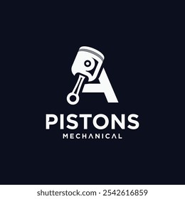 Logotipo da tecnologia do pistão, símbolo do logotipo da tecnologia do pistão, manutenção do motor de pistão, peças de reposição do pistão